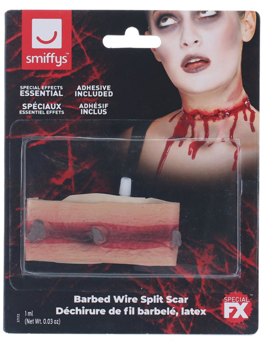 Smiffys Make-Up FX, Barbed Wire Split Scar, Red - 3