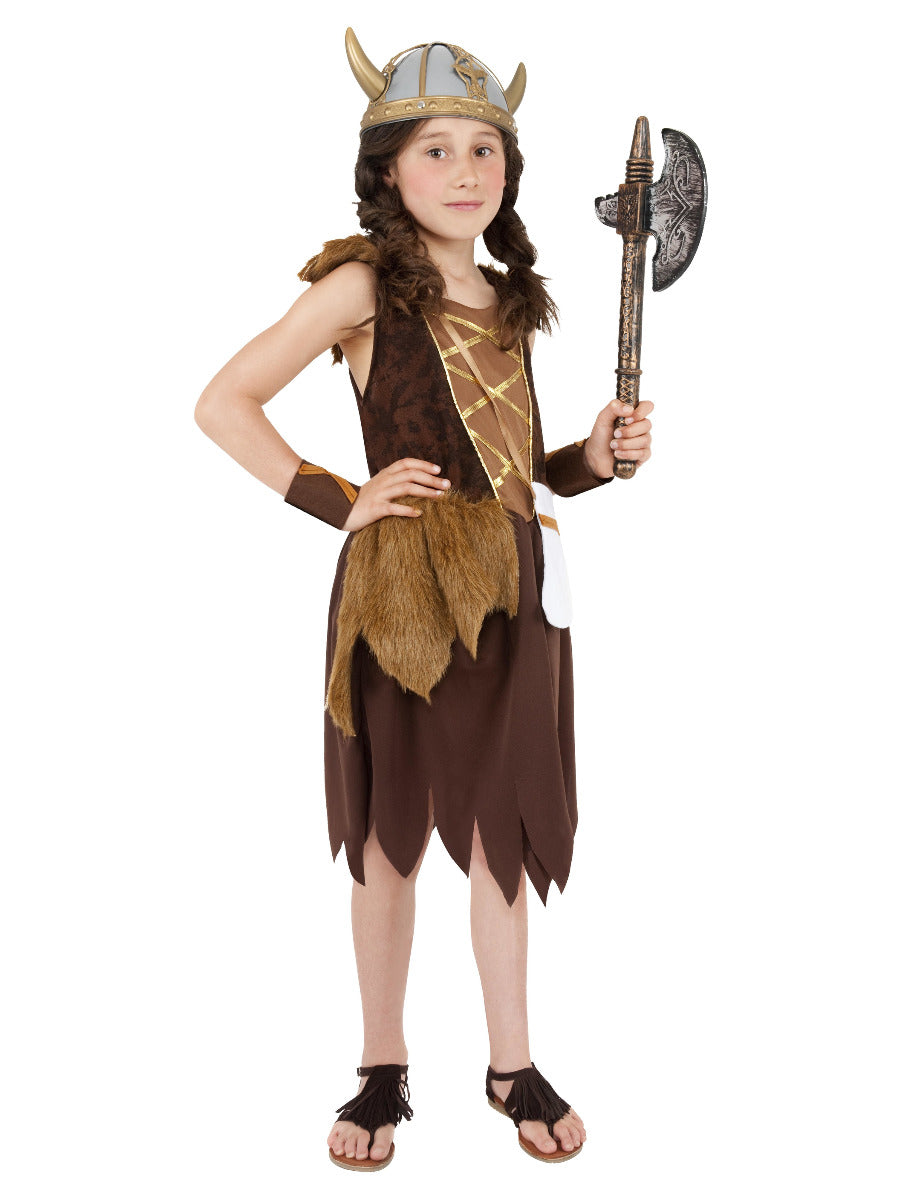 Viking Girl Costume, Brown - 1