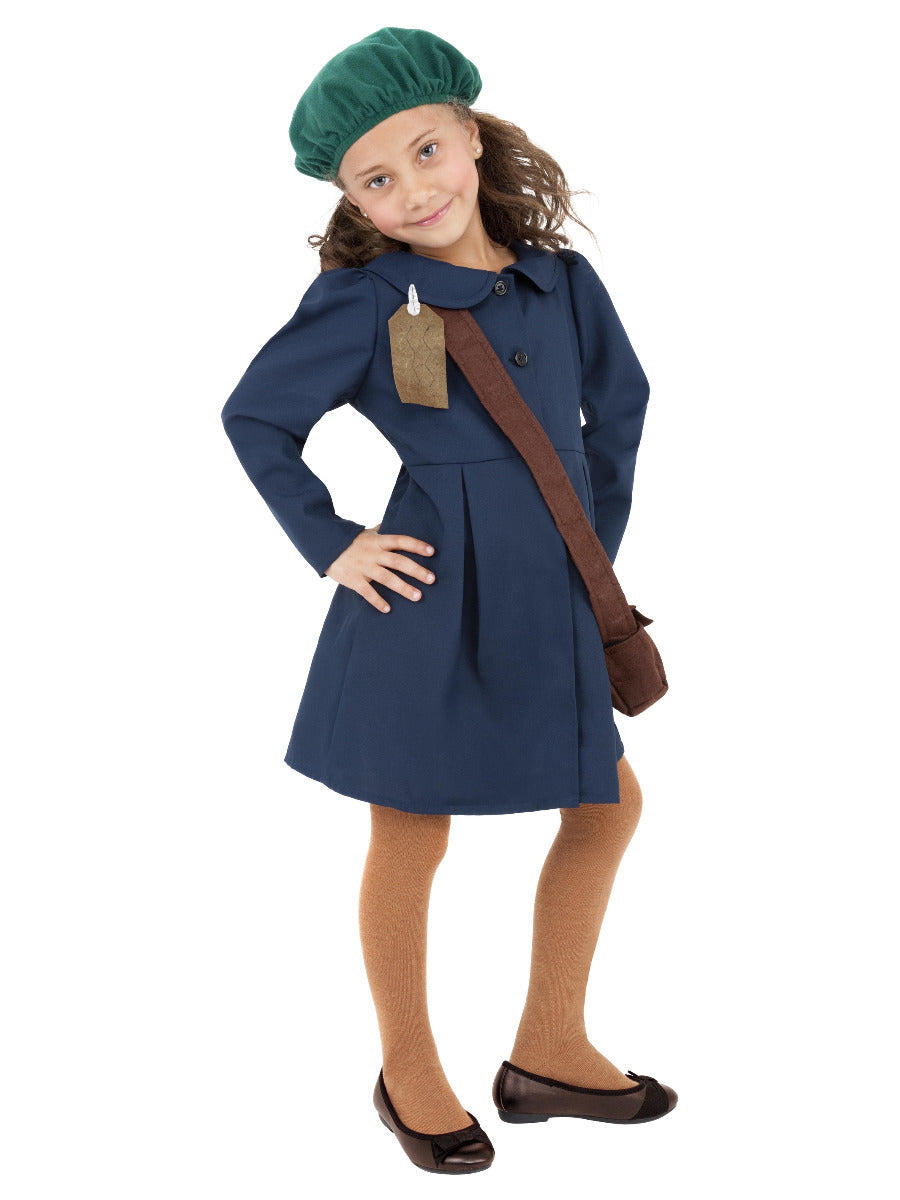 World War II Evacuee Girl Costume, Blue - 1