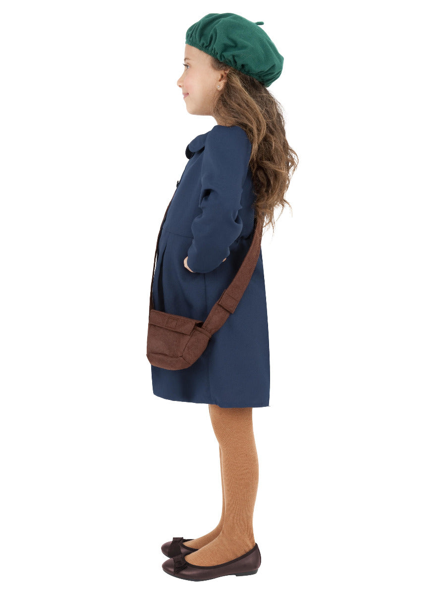 World War II Evacuee Girl Costume, Blue - 4