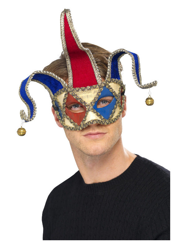 Venetian Musical Jester Eyemask, Red & Blue - 2