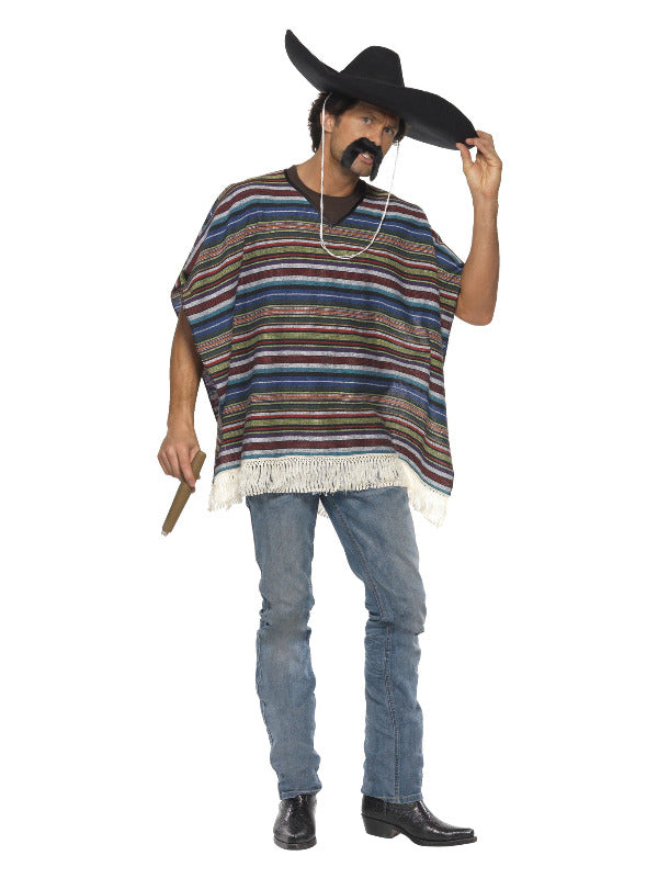Authentic Looking Poncho, Blue - 2