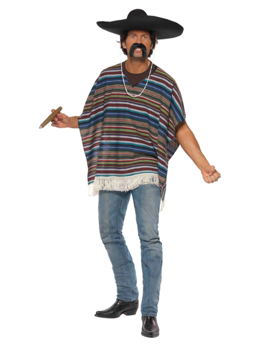 Authentic Looking Poncho, Blue - 3