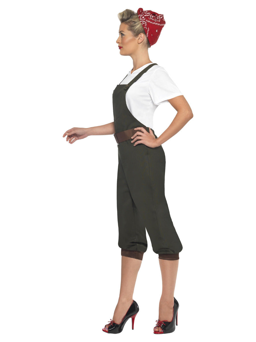 WW2 Land Girl Costume, Green - 4