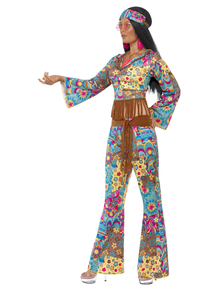 Hippy Flower Power Costume, Multi-Coloured - 4