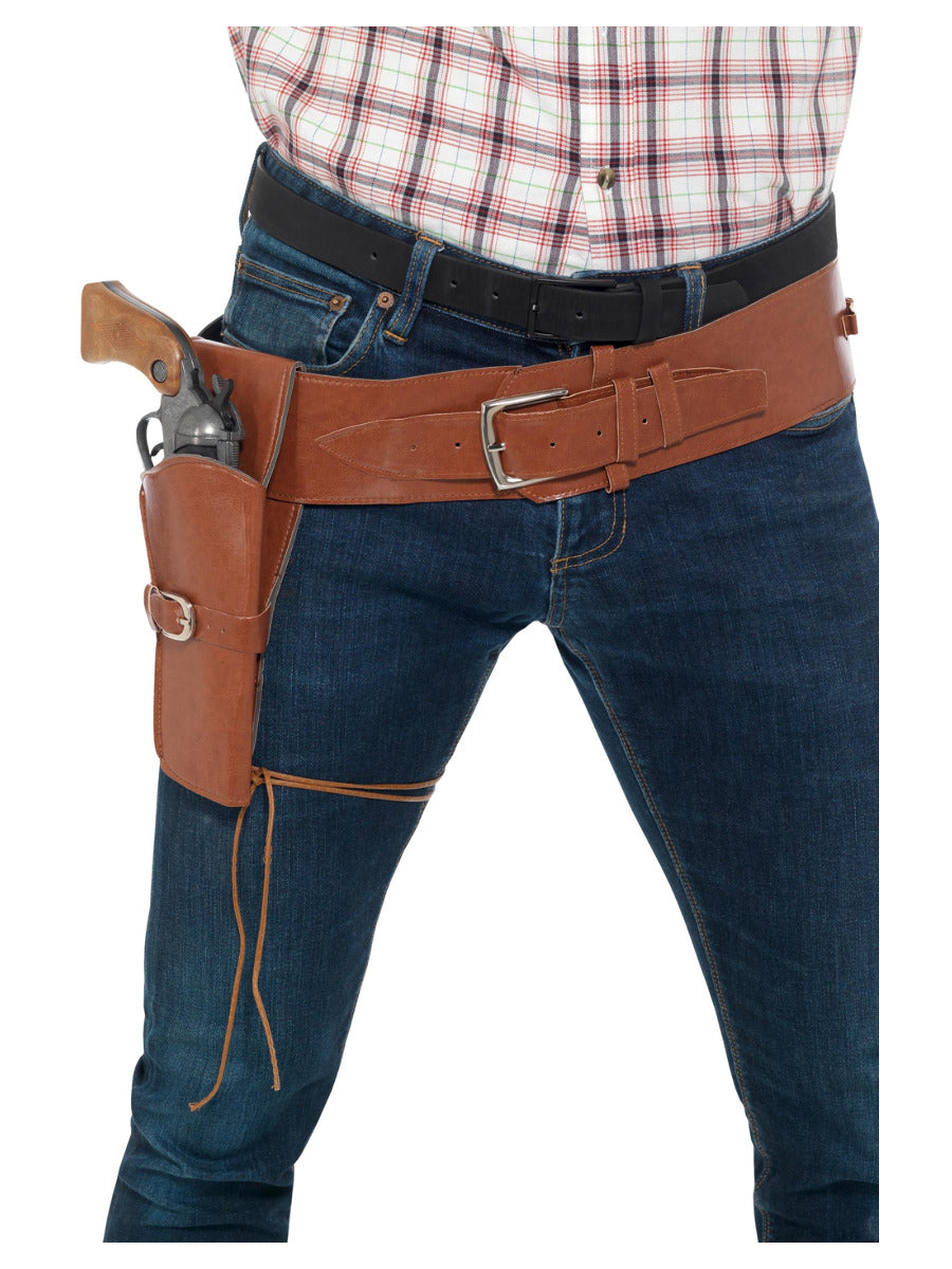 Adult Faux Leather Single Holster with Belt, Tan - 1