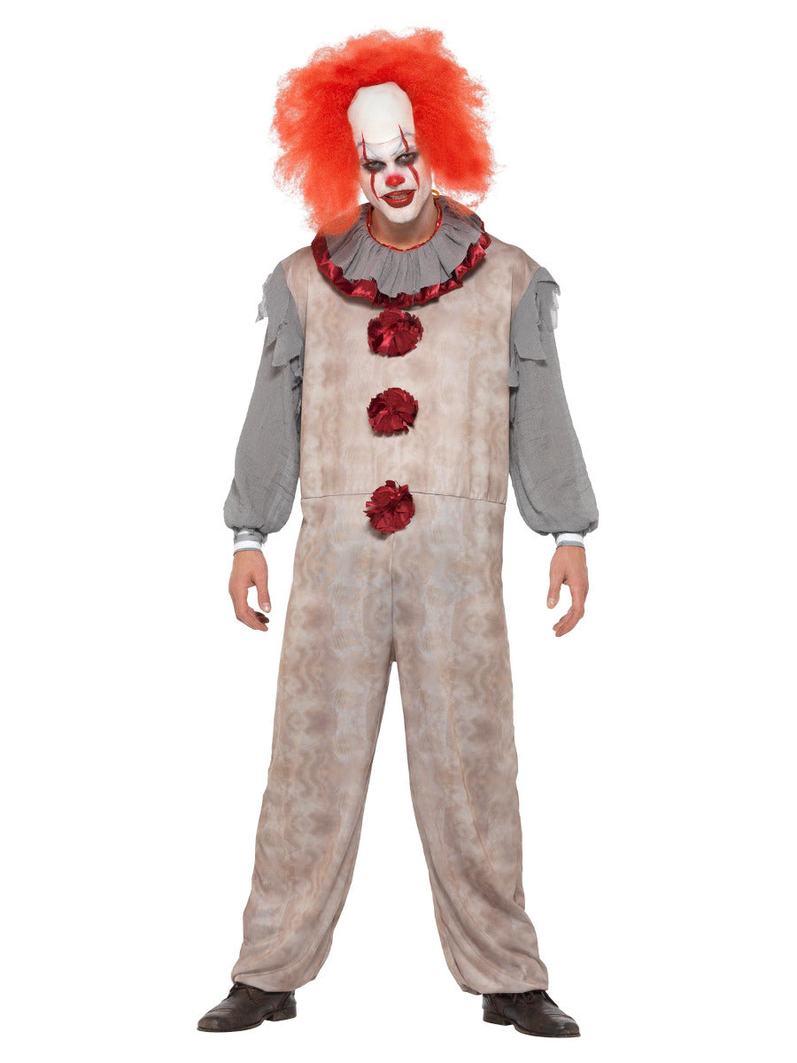 Vintage Clown Costume, Grey & Red - 5