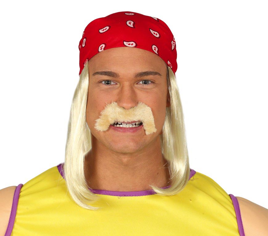 RED KERCHIEF WITH WIG AND MOUSTACHE IN B
