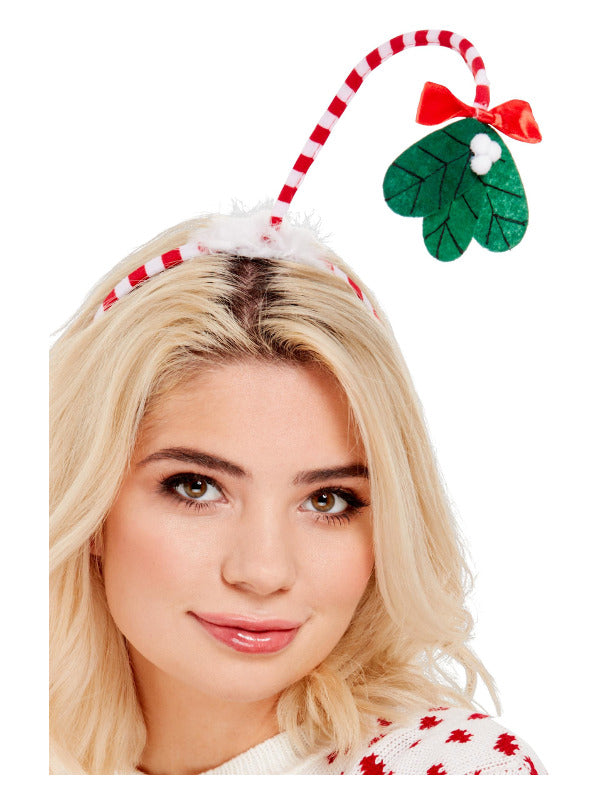 Mistletoe Kisses Headband, Red & White - 2