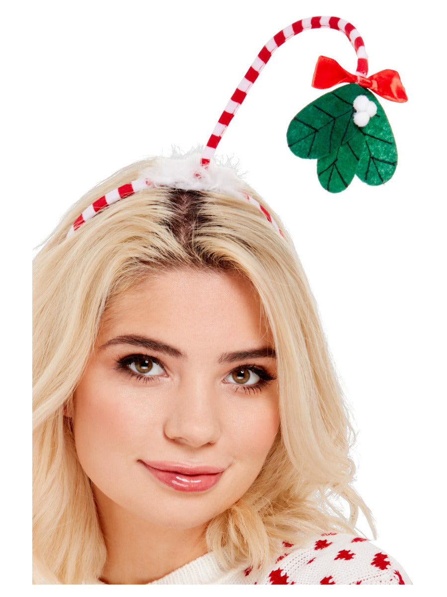Mistletoe Kisses Headband, Red & White - 1