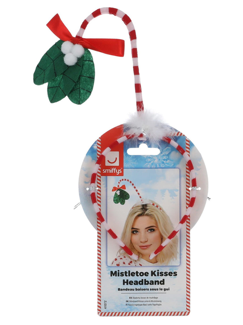 Mistletoe Kisses Headband, Red & White - 3