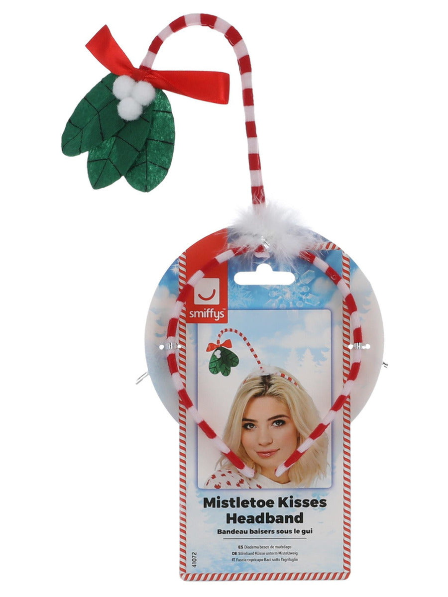 Mistletoe Kisses Headband, Red & White - 3