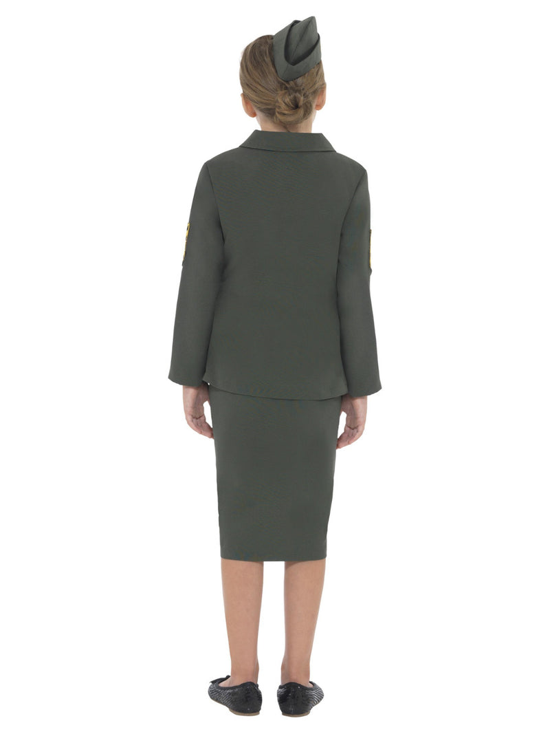 WW2 Army Girl Costume, Khaki Green - 3