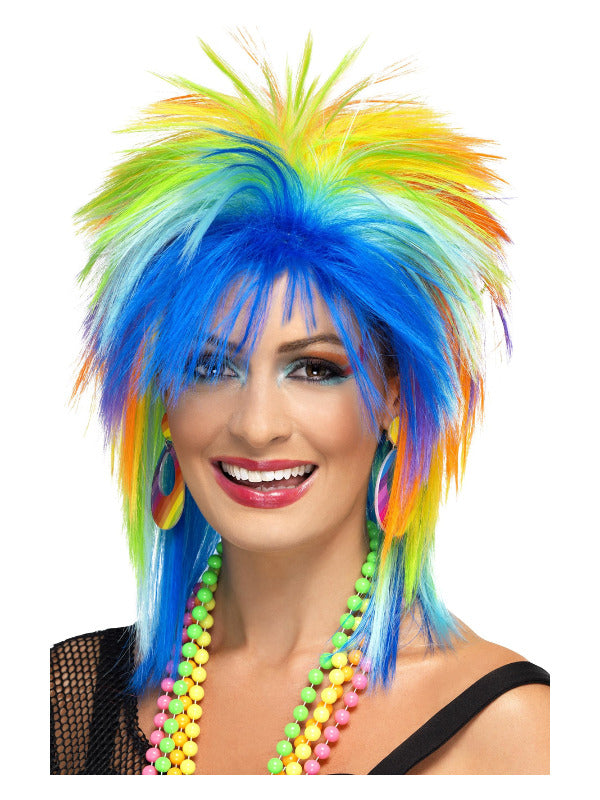 80s Rainbow Punk Wig, Multi-Coloured - 2