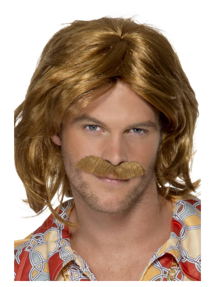 70s Super Trouper Wig & Moustache, Brown - 1