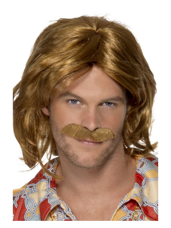 70s Super Trouper Wig & Moustache, Brown - 2