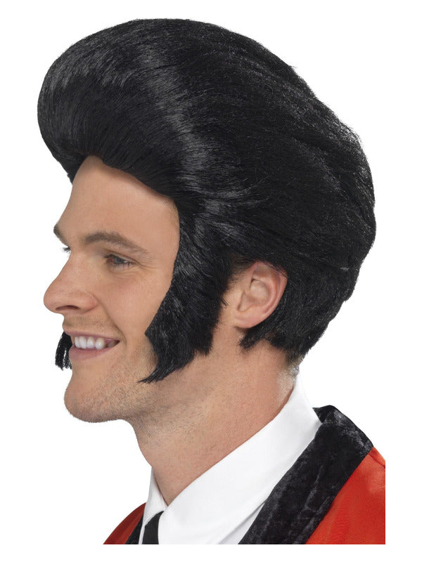 50s Quiff King Wig, Black - 2