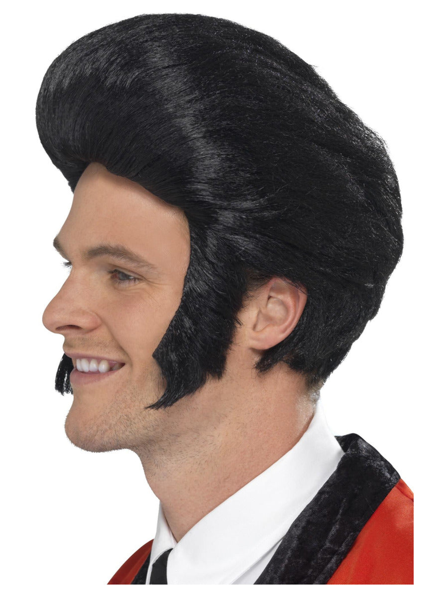 50s Quiff King Wig, Black - 1