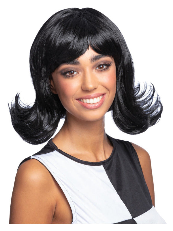 60s Flick-Up Wig, Black - 2