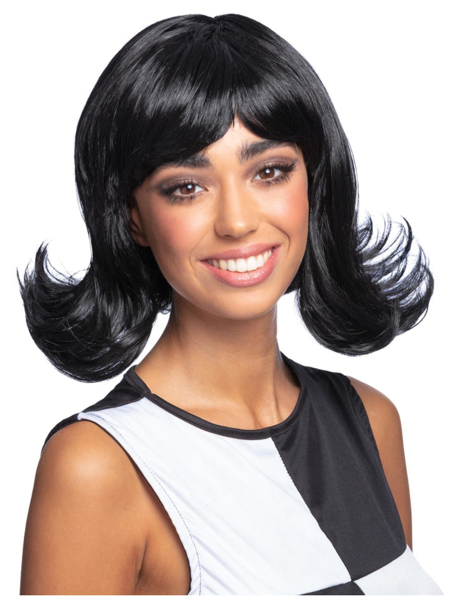 60s Flick-Up Wig, Black - 1