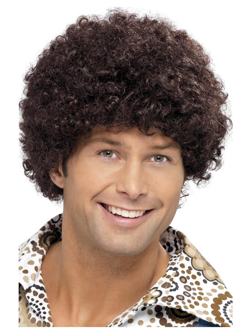 70s Disco Dude Wig, Brown - 1