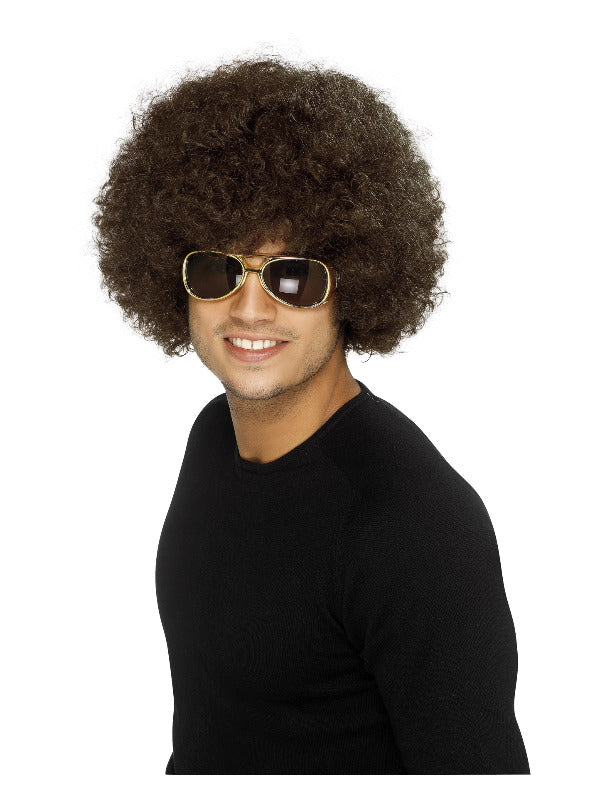 70s Funky Afro Wig, Brown - 2
