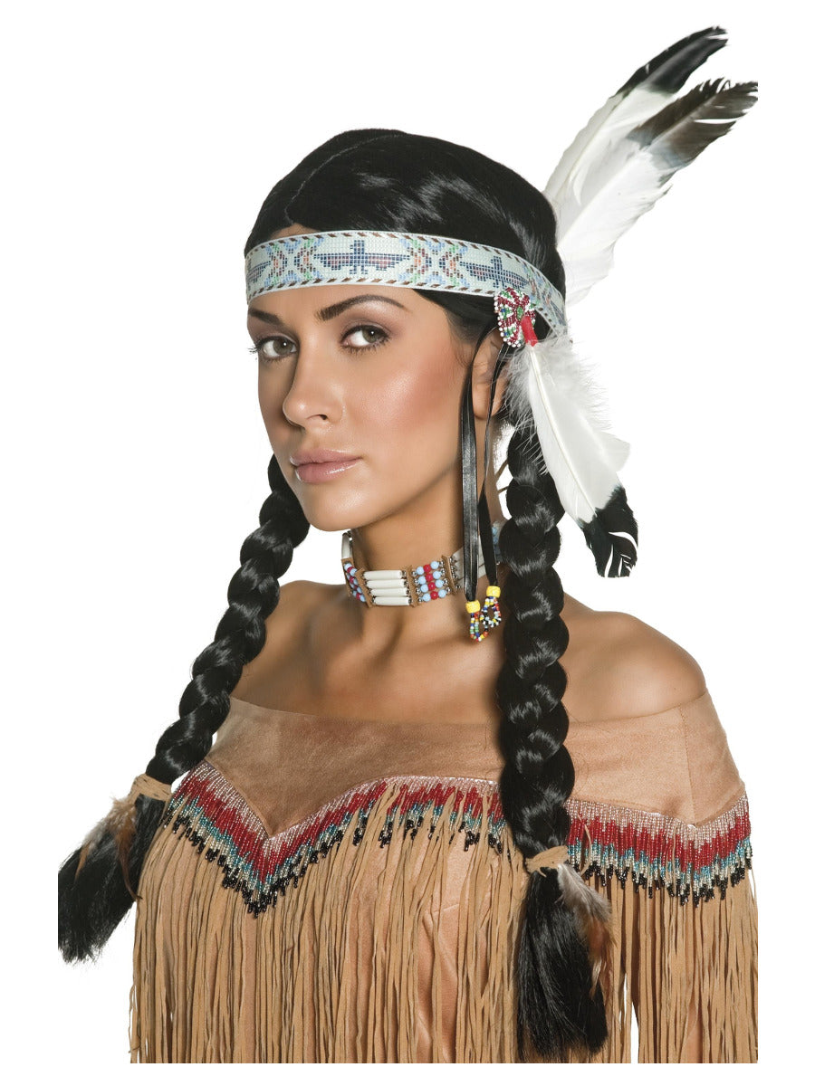 Native American Inspired Wig, Black - 1
