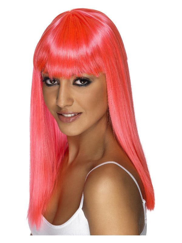 Glamourama Wig, Neon Pink - 2