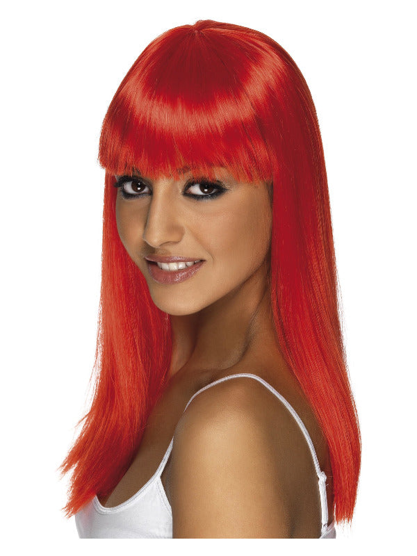 Glamourama Wig, Neon Red - 2