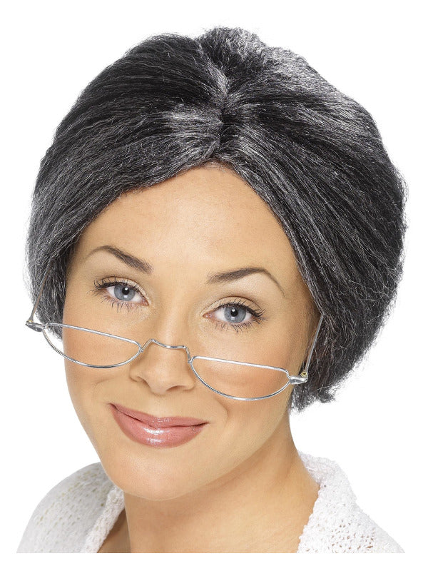 Granny Bun Wig, Grey - 2