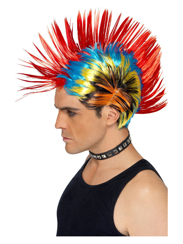 80s Street Punk Wig, Mohawk, Multi-Coloured - 2