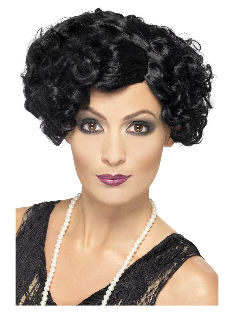 20s Flirty Flapper Wig, Black - 1