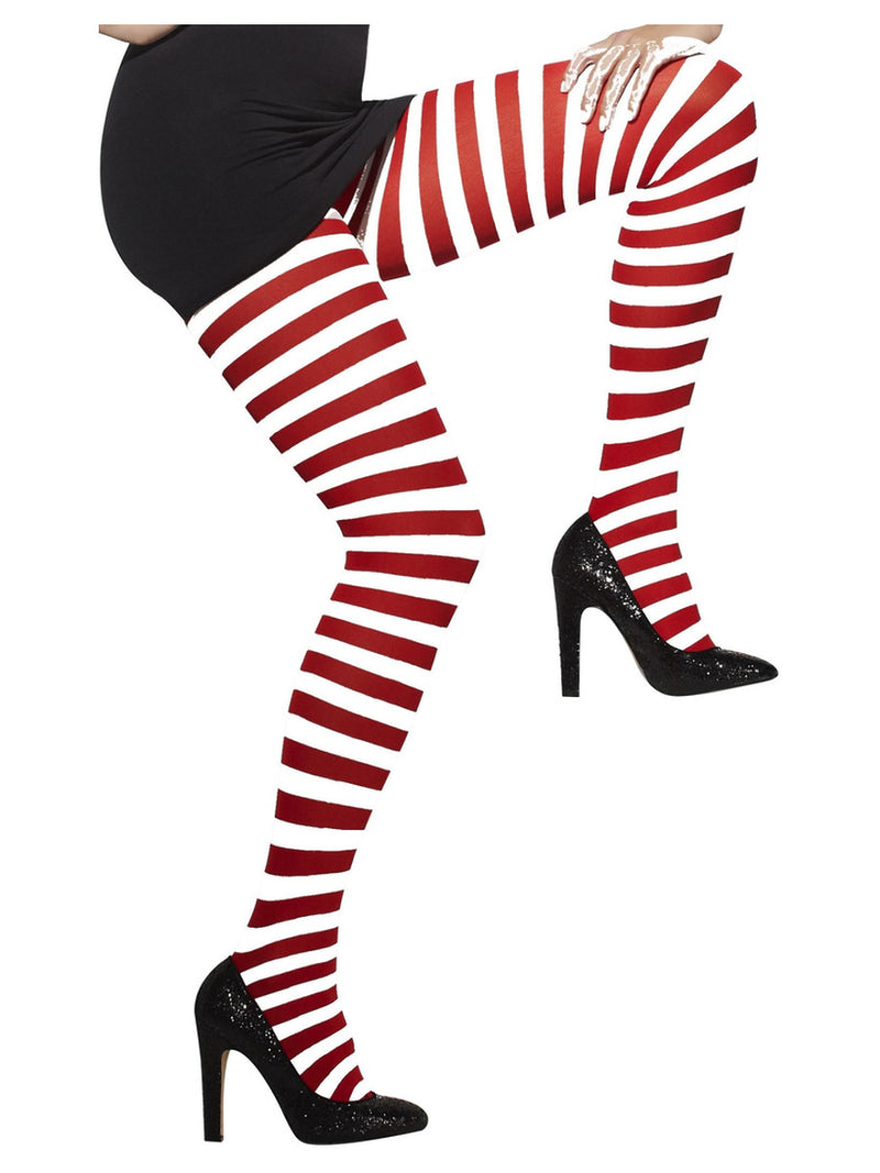 Opaque Tights, Red & White - 4
