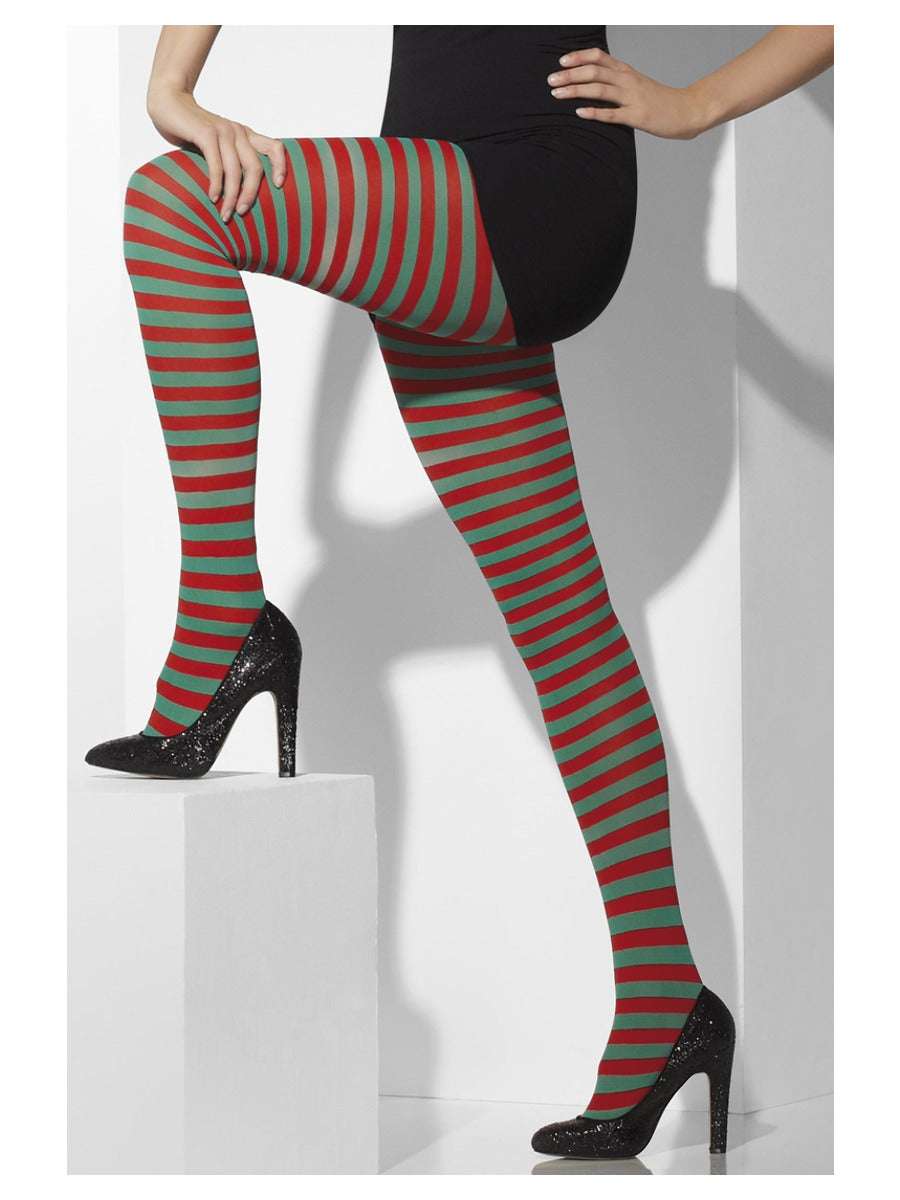 Opaque Tights, Red & Green - 4