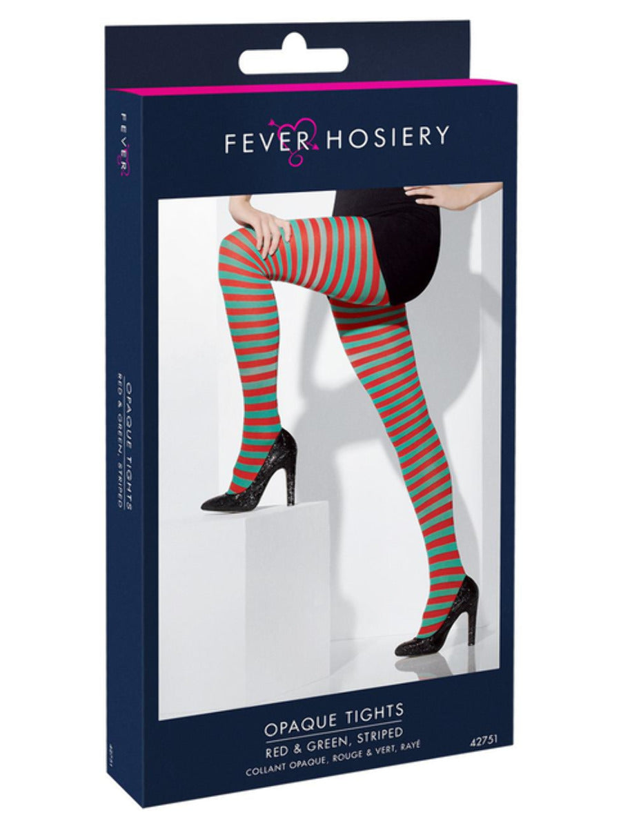 Opaque Tights, Red & Green - 3