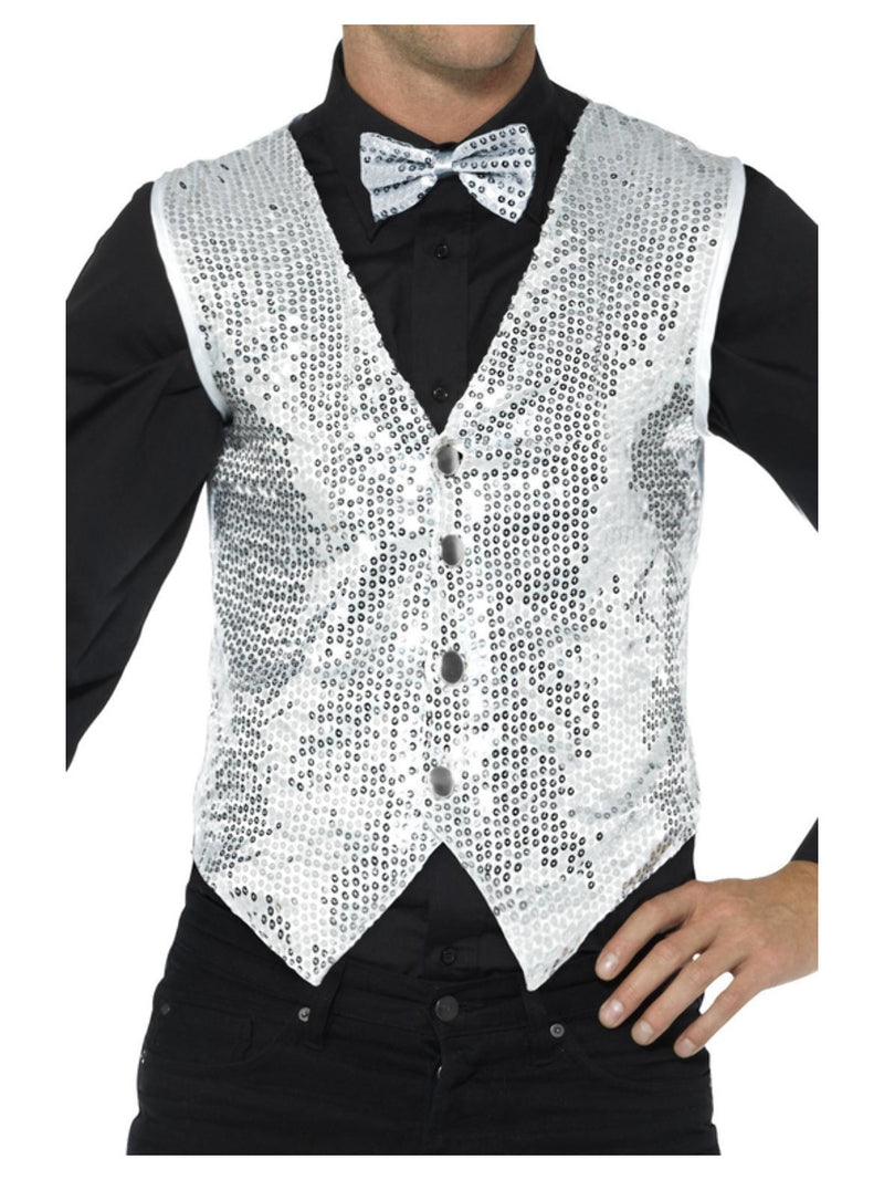 Sequin Waistcoat, Silver - 1