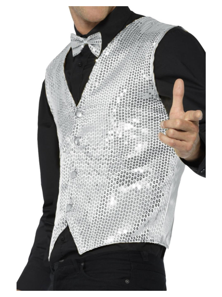 Sequin Waistcoat, Silver - 4