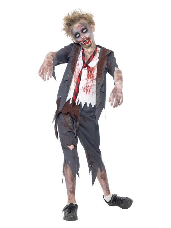 Zombie School Boy Costume, Grey - 2