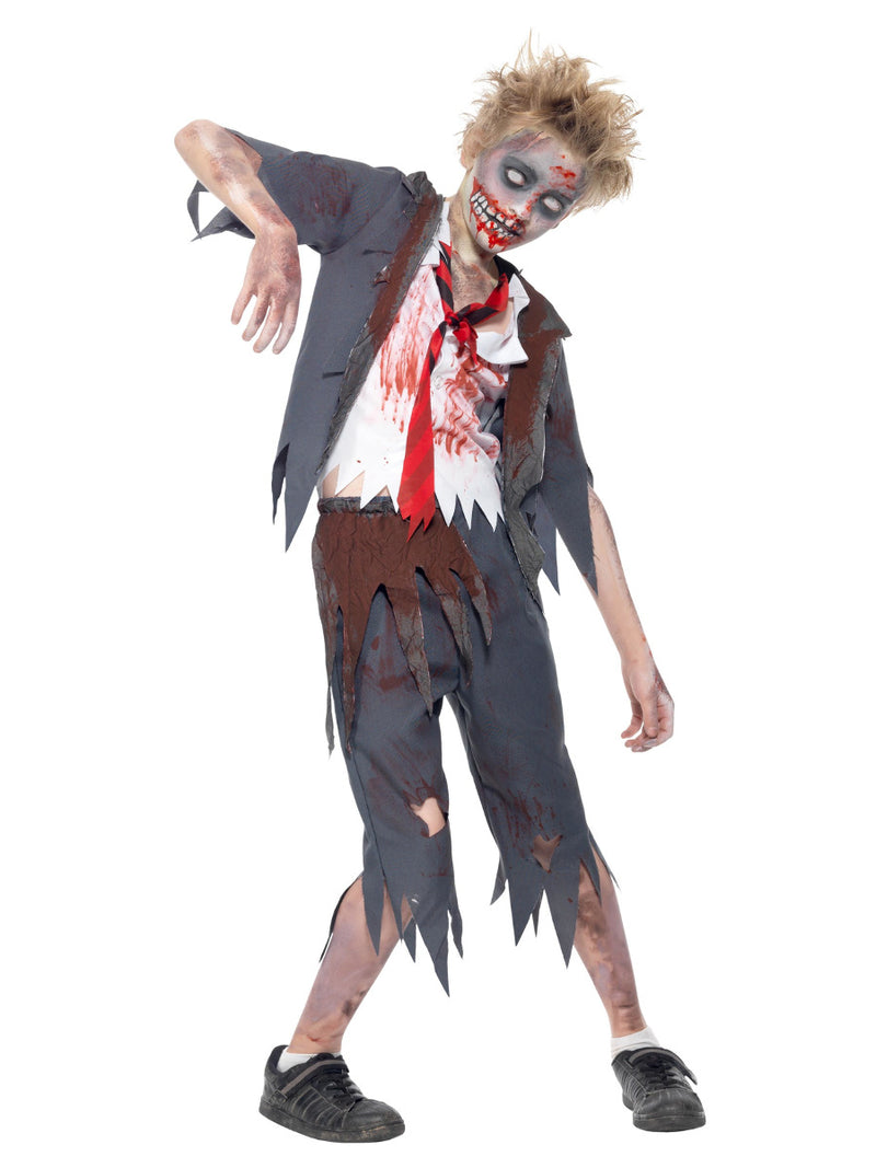 Zombie School Boy Costume, Grey - 5