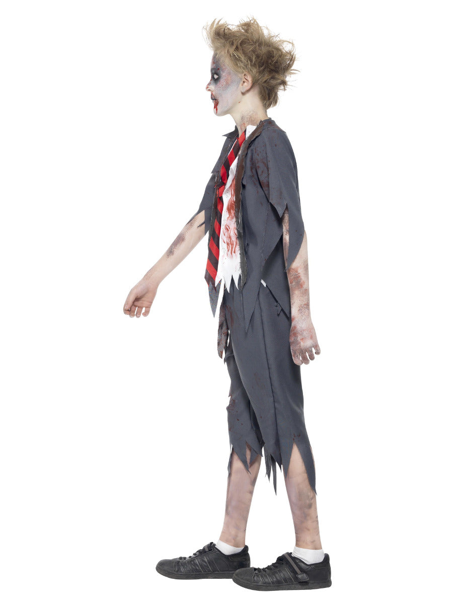 Zombie School Boy Costume, Grey - 4