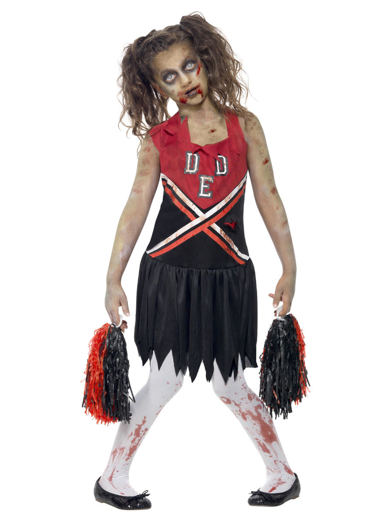 Zombie Cheerleader Costume, Red & Black - 1