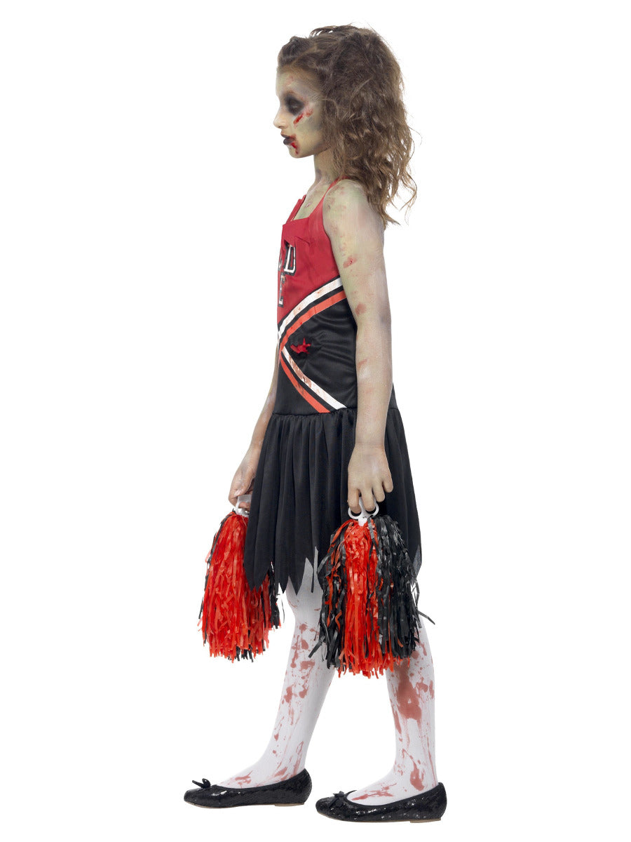 Zombie Cheerleader Costume, Red & Black - 4