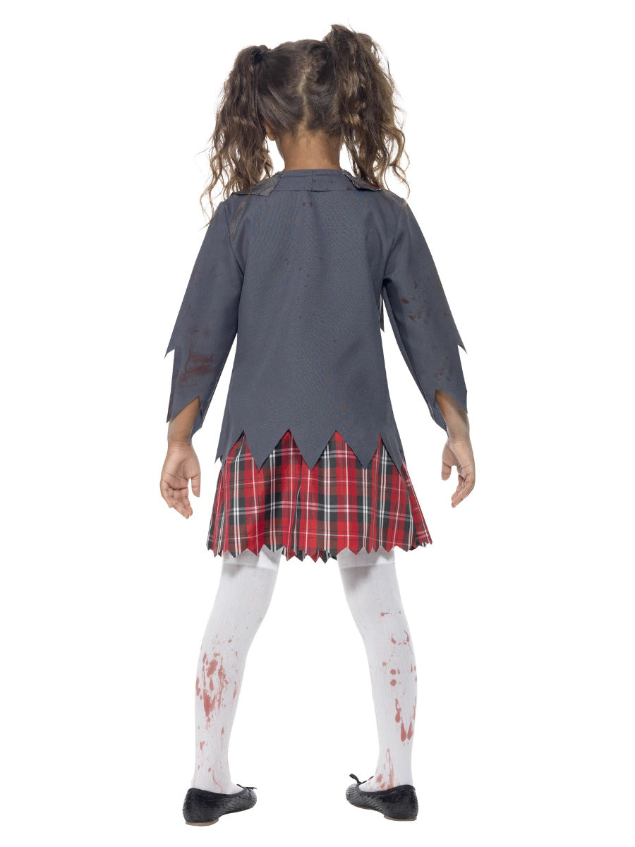 Zombie School Girl Costume, Grey - 3