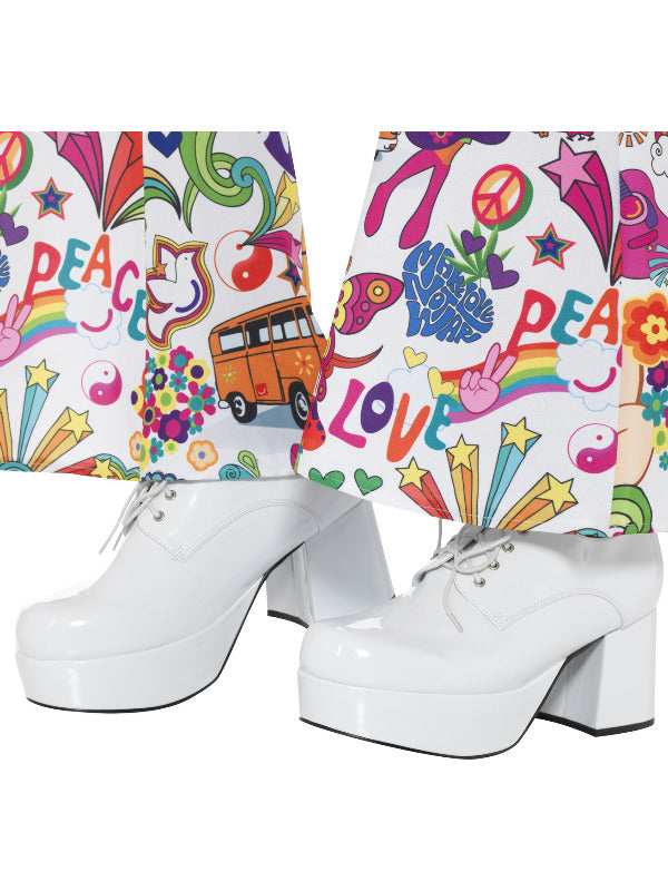 70s Mens Platform Shoes, White - 2