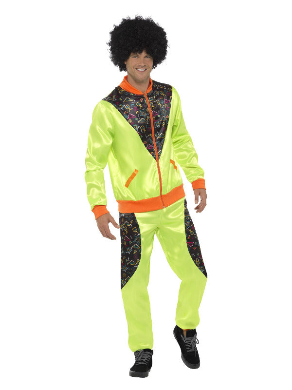 Retro Shell Suit Costume, Mens, Neon Green - 2