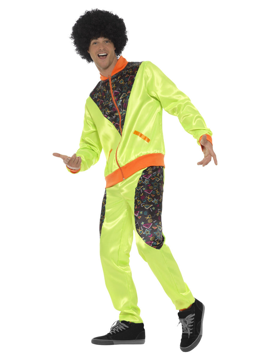 Retro Shell Suit Costume, Mens, Neon Green - 4
