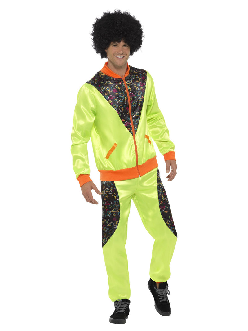 Retro Shell Suit Costume, Mens, Neon Green - 1