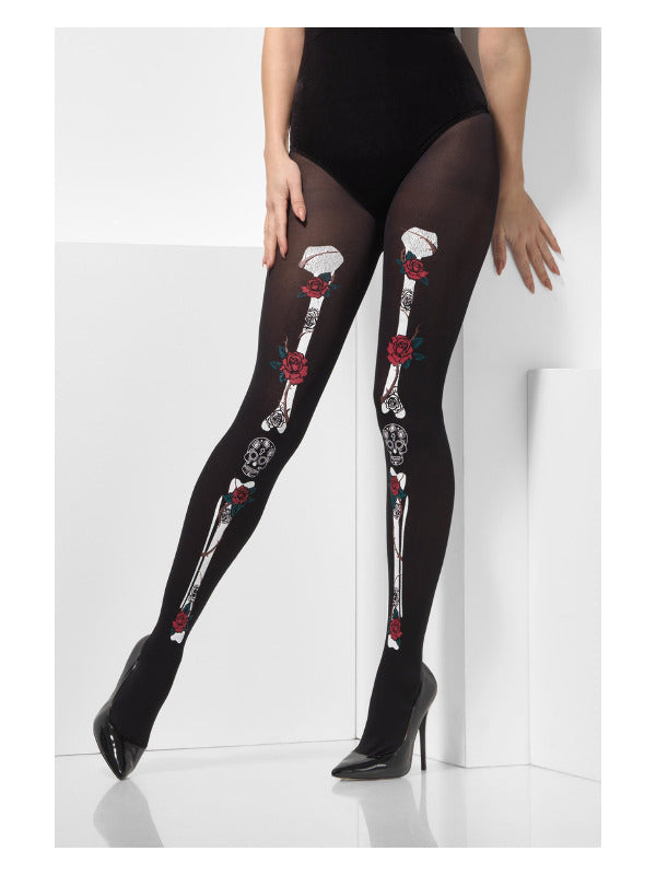 Opaque Day of the Dead Tights, Black - 2