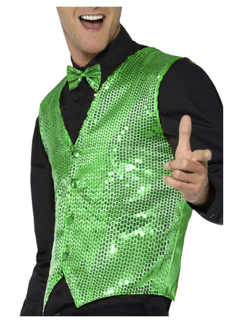 Sequin Waistcoat, Green - 4