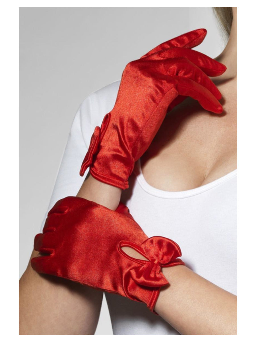 Gloves, Short, Red - 1